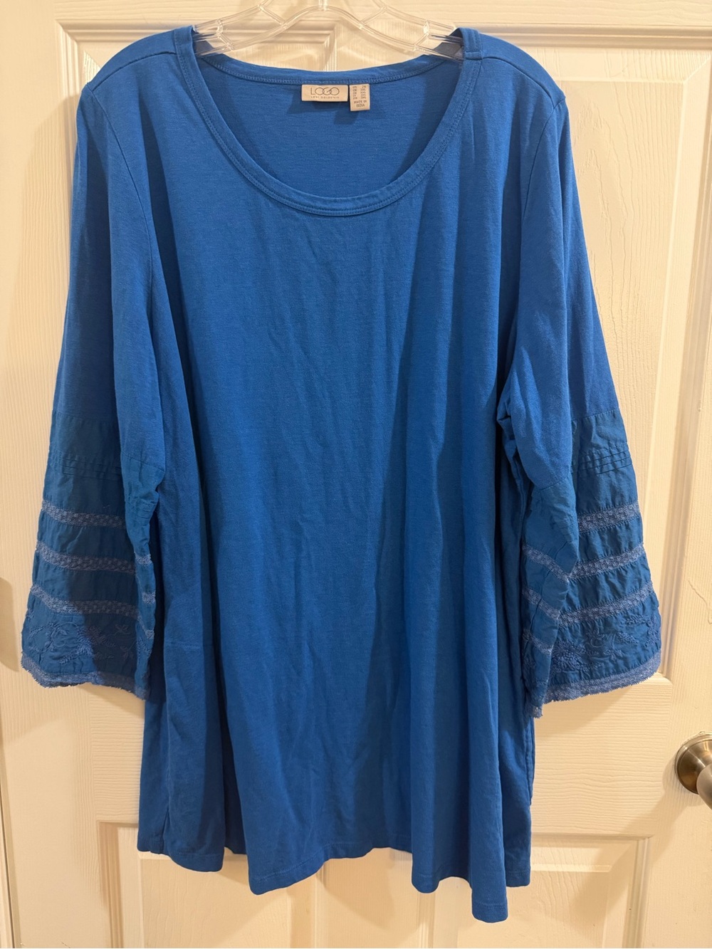 LOGO by Lori Goldstein Blue 3/4 Sleeve Top Size 2X